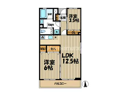 フーガトミー(2LDK/2階)の間取り写真