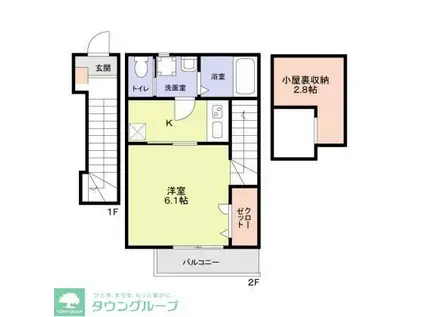 ヒルサイド西国分寺(1SLK/2階)の間取り写真