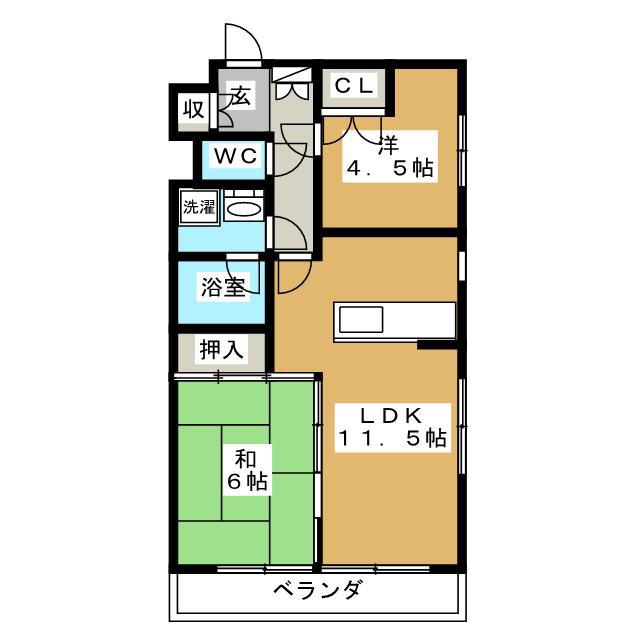 フォロ・ロマーノ(2LDK/2階)の間取り写真