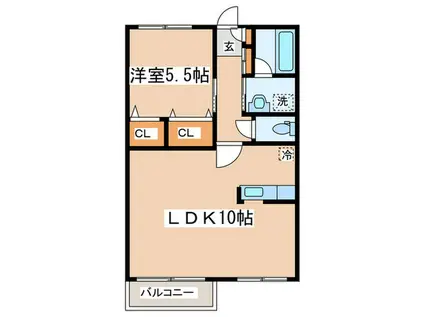 大倉山ロンシャン(1LDK/1階)の間取り写真