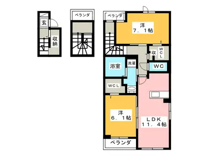キャトルセゾン(2LDK/3階)の間取り写真