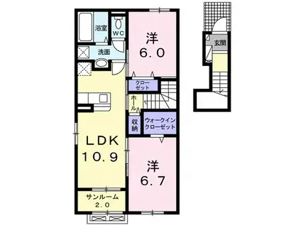 アクール(2LDK/2階)の間取り写真