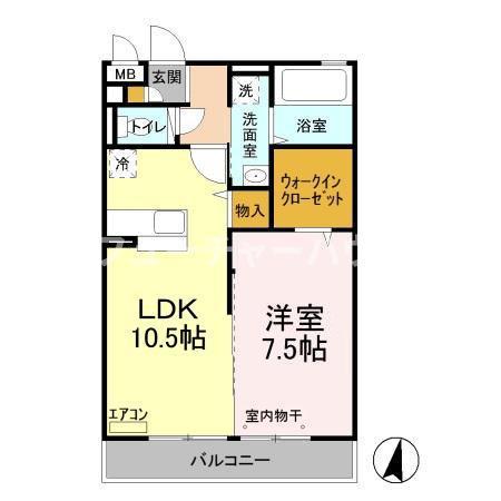 フェリシタ(1LDK/3階)の間取り写真