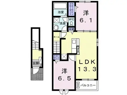 ルーエ 館林 I(2LDK/2階)の間取り写真