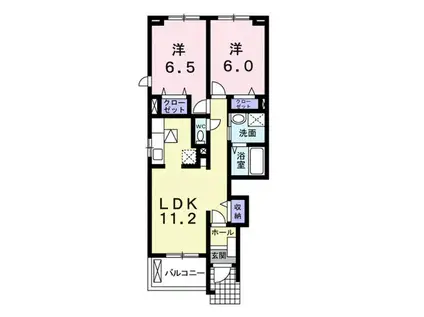 マンダリン フルールI(2LDK/1階)の間取り写真
