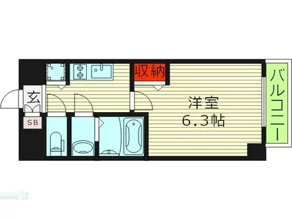 ゼオン大阪イースト(1K/6階)の間取り写真