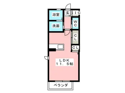 ウエストコートIII(ワンルーム/2階)の間取り写真