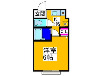 ヒルズ上野芝3号館(1K/1階)の間取り写真