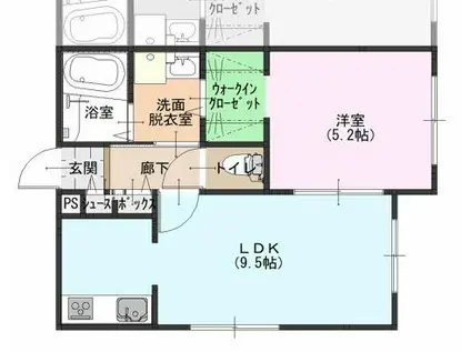 OPUS U(1LDK/2階)の間取り写真