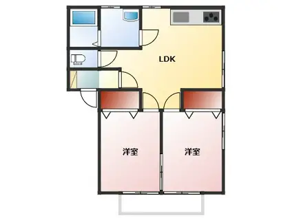 アクティブシティ南栄 C棟(2LDK/1階)の間取り写真