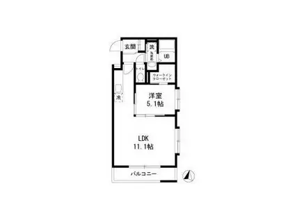 ソレアードビスタ三ッ沢(1LDK/1階)の間取り写真