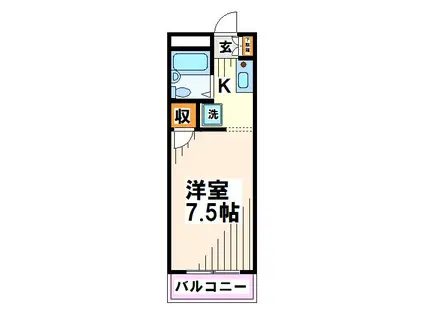 エンジェル府中(1K/1階)の間取り写真