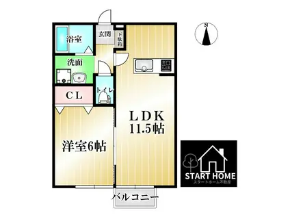 サンライズ(1LDK/1階)の間取り写真