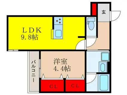 クレッシェンドVI(1LDK/3階)の間取り写真