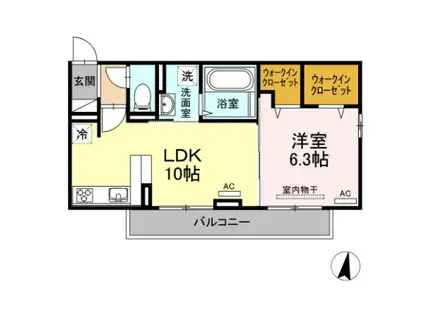 KIZUNA(1LDK/1階)の間取り写真