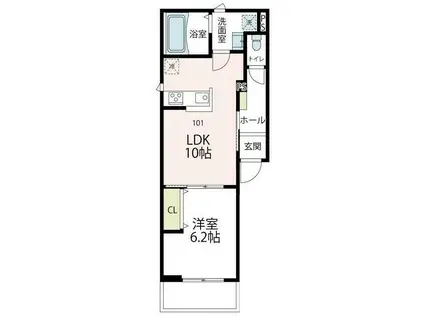 シエロ ヨコハマシエロヨコ(1LDK/1階)の間取り写真