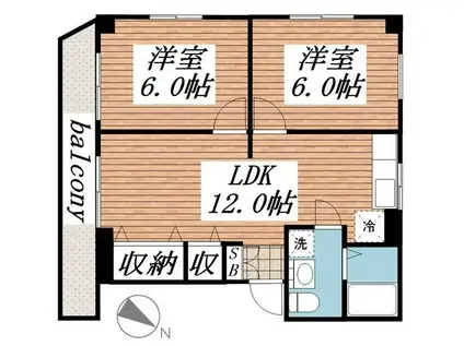 メゾン赤坂(2LDK/3階)の間取り写真