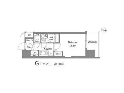 エスリード難波ザ・ゲート(1K/10階)の間取り写真