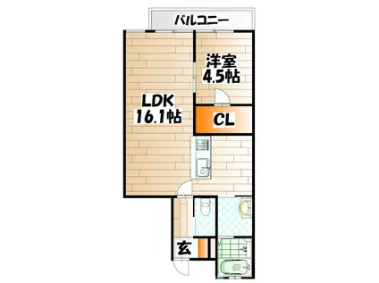 LA CASA FELICE(1LDK/1階)の間取り写真