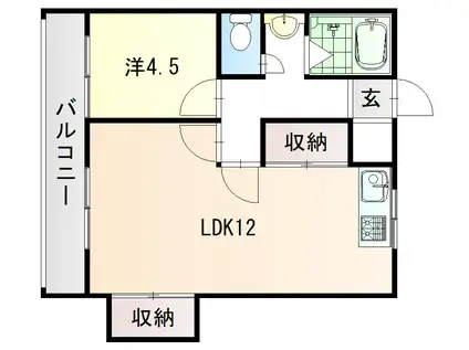 K2ウエストビル(1LDK/4階)の間取り写真