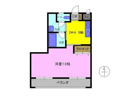 コムフォート21(1DK/2階)の間取り写真