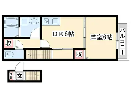 SENSE三木本町(1DK/2階)の間取り写真