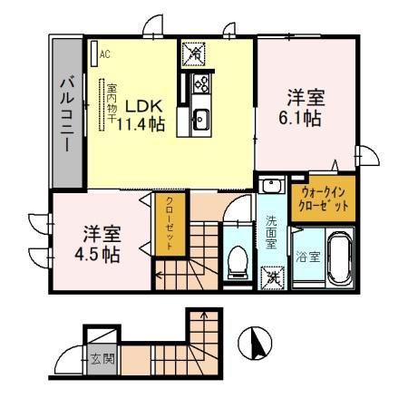 グランドソレーユ西浜(2LDK/2階)の間取り写真