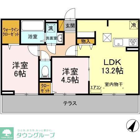 フォレストおおたかI(2LDK/1階)の間取り写真