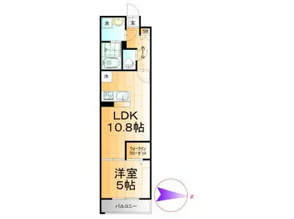 トレ・アルコバレーノ中央(1LDK/4階)の間取り写真