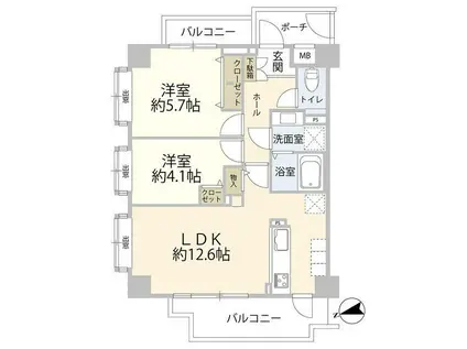 イルサント阿佐ヶ谷(2LDK/3階)の間取り写真