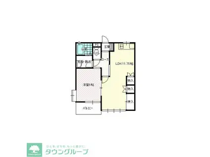 グリーンハイツ大沢I(1LDK/1階)の間取り写真