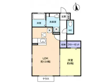 クオリタ・ルル(1LDK/1階)の間取り写真