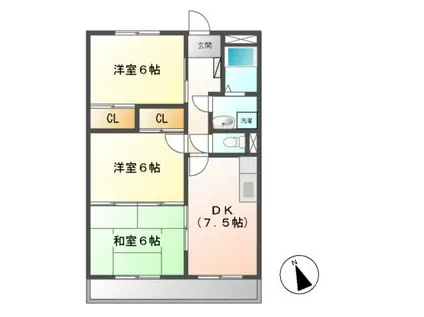 ラフィネ・ドミール(3DK/2階)の間取り写真