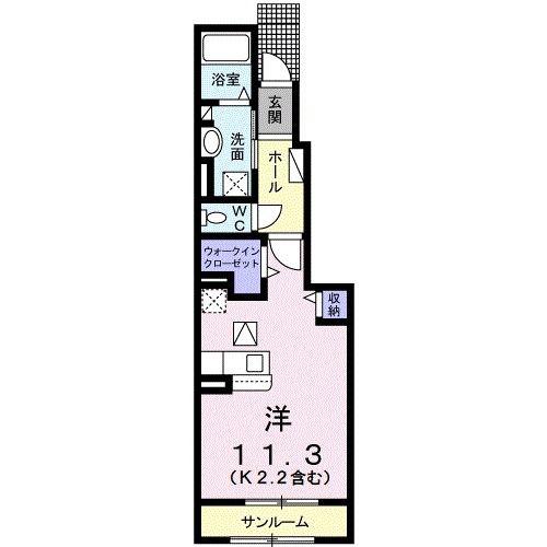 プラシード カーサ(ワンルーム/1階)の間取り写真
