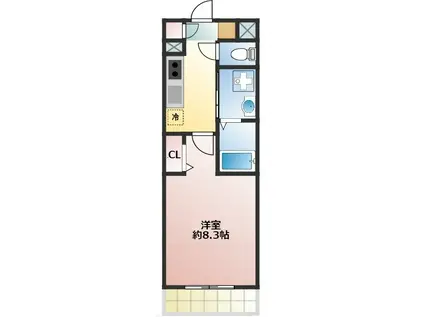 セレーノ(1K/3階)の間取り写真