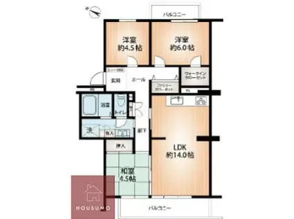 千里緑丘5号棟(3LDK/2階)の間取り写真