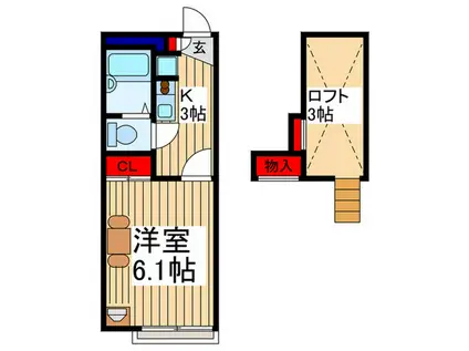 CORTILE(1K/2階)の間取り写真