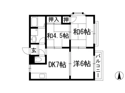 エルディムコスモ1(3DK/2階)の間取り写真