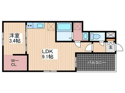 MOVE楽々園(1LDK/3階)の間取り写真