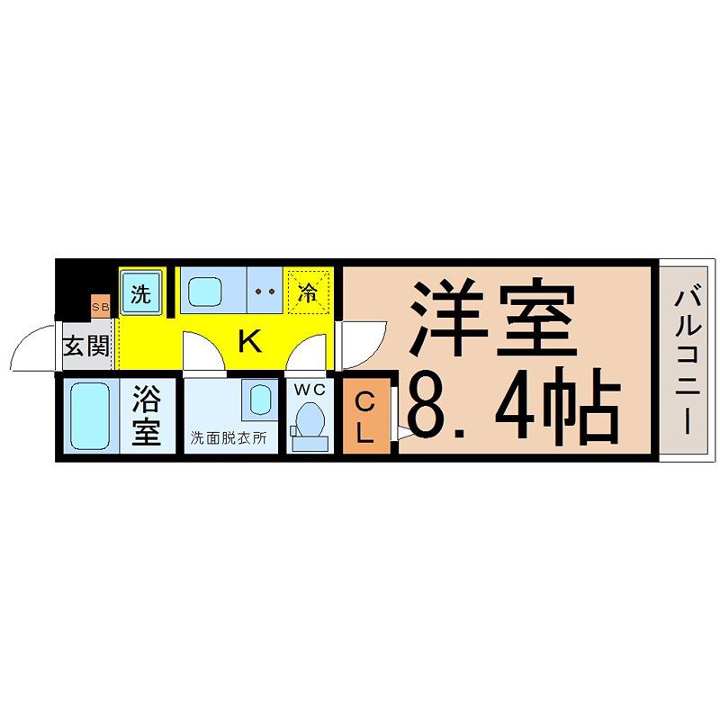 シャトーボナールIII(1K/1階)の間取り写真