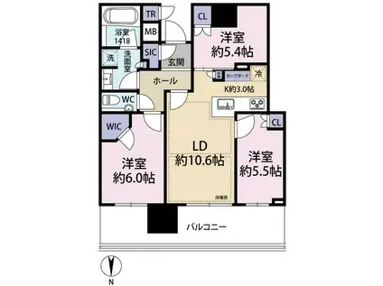 パークタワー晴海(3LDK/27階)の間取り写真