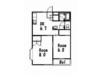 アンビアンス001(2DK/2階)の間取り写真
