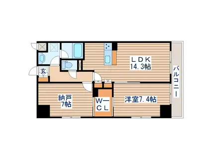 アロッジオ金剛(2LDK/1階)の間取り写真