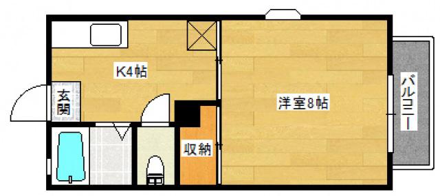 クレアトール高屋A棟(1K/2階)の間取り写真