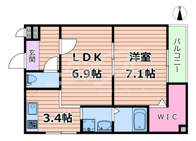 JTガーデン徳庵(1LDK/1階)の間取り写真