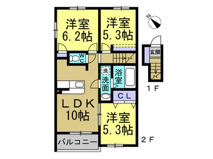 SEA SIDE(3LDK/2階)の間取り写真