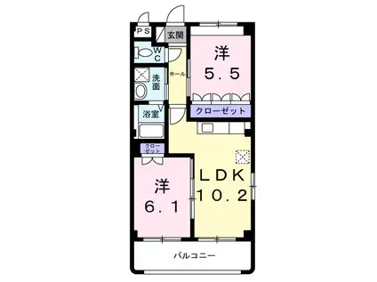 ライブリーベスト・かつらぎ(2LDK/2階)の間取り写真