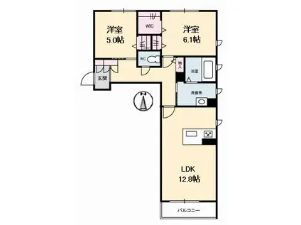 グランマスト南手城(2LDK/2階)の間取り写真