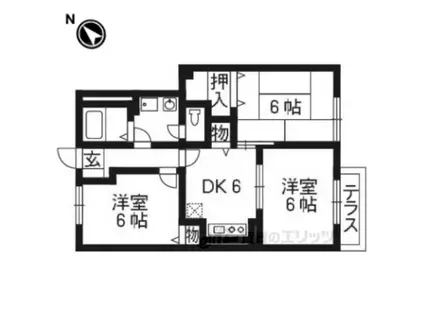 ヒルサイドハウスA(3DK/1階)の間取り写真