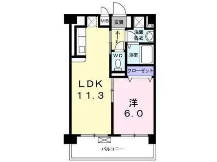 横網 リバーイースト(1LDK/5階)の間取り写真